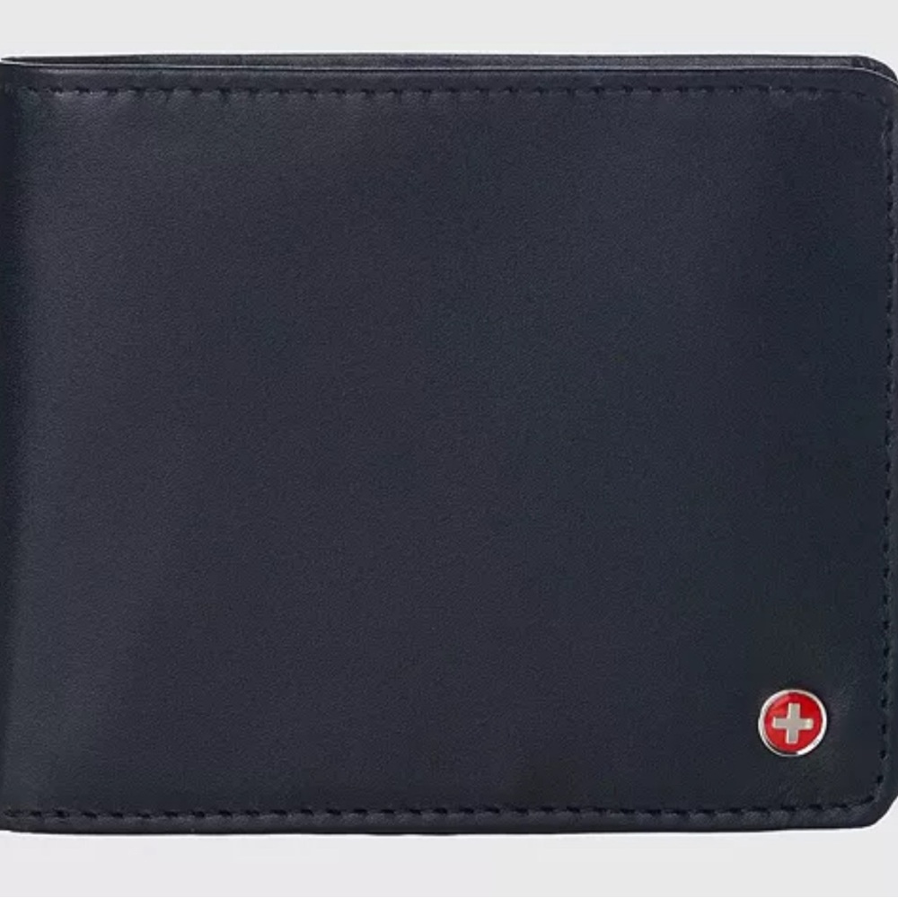 NWT Alpine Swiss RFID Mens Wallet Deluxe CapacityHybrid Bifold Flipout ID Window